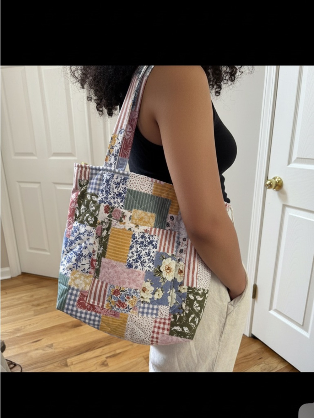 Patchwork Floral & Gingham Tote Bag - Multicolor